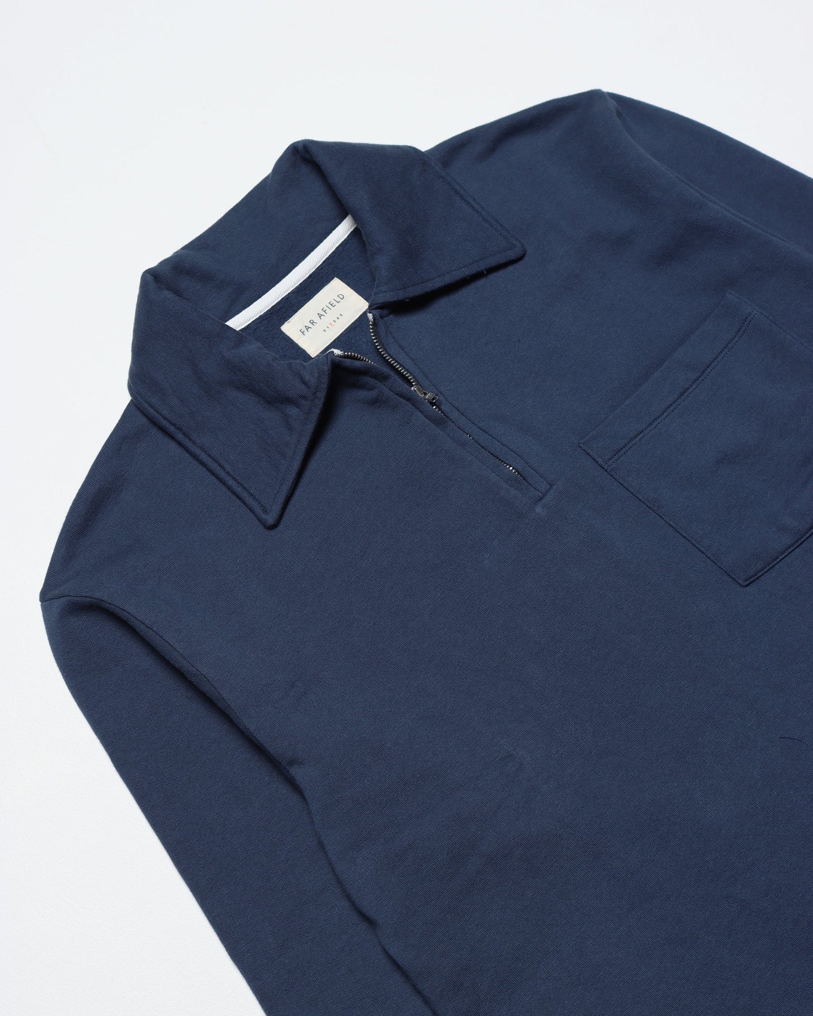 FAR AFIELD - Levy Half Zip Sweatshirt - Cotton - Blue