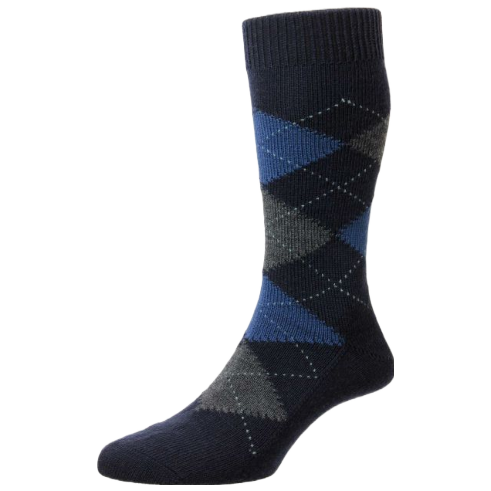 classic argyle pattern in navy.