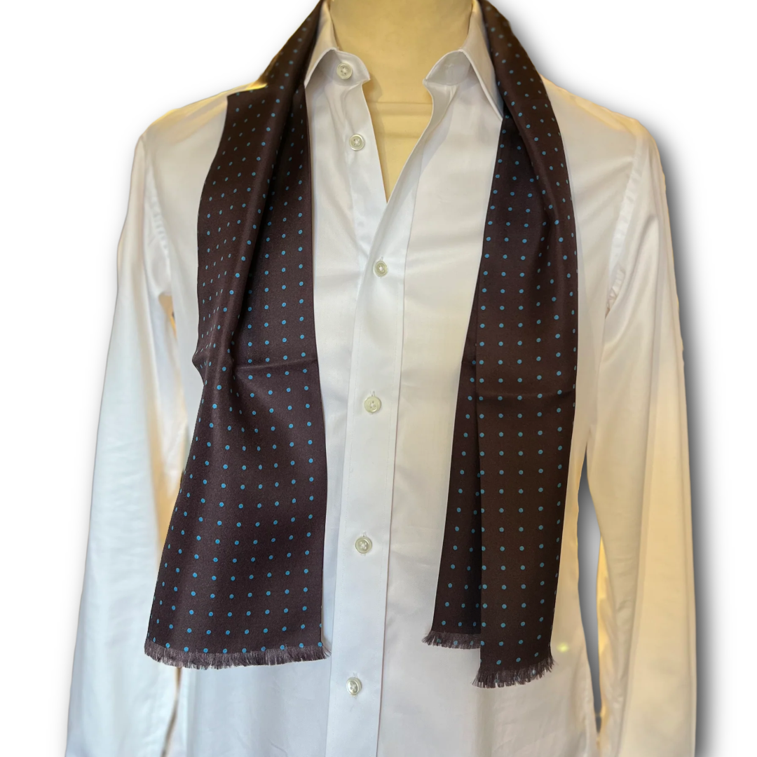 Regent - Tootal Scarf - Brown with Blue dots