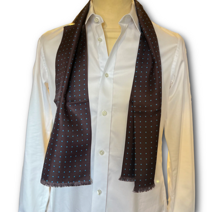 Regent - Tootal Scarf - Brown with Blue dots
