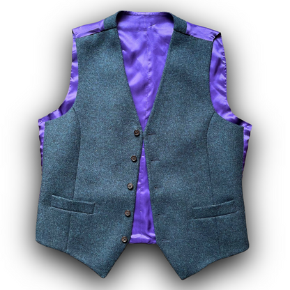 Peacock blue tweed waistcoat