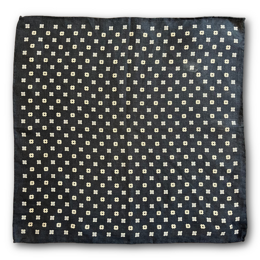 Regent - Linen Pocket Square - Dark Navy Spot