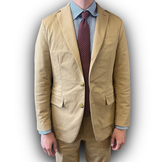 Beige unlined cotton suit