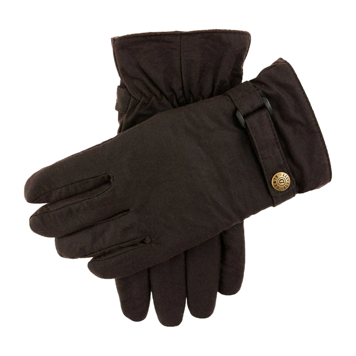 Dents - Exmoor - Fleece-Lined Waxed Cotton Gloves - Brown