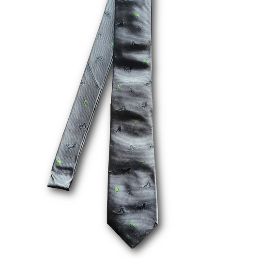 Regent - Woven Silk Tie - Grey Bugs