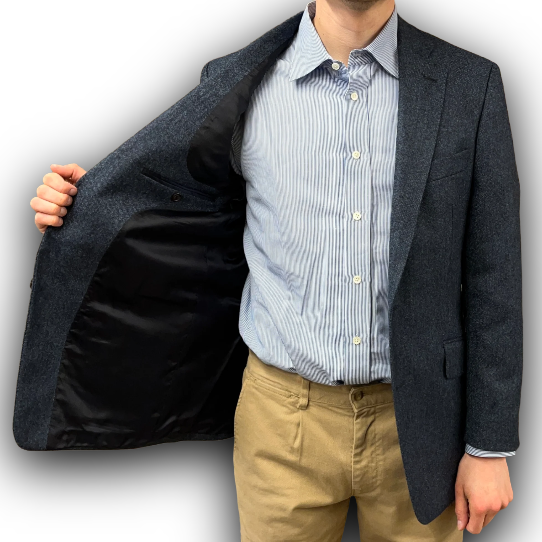 Regent - 'Harvey' Jacket - Navy with Blue Fleck Wool 350g - Abraham Moon