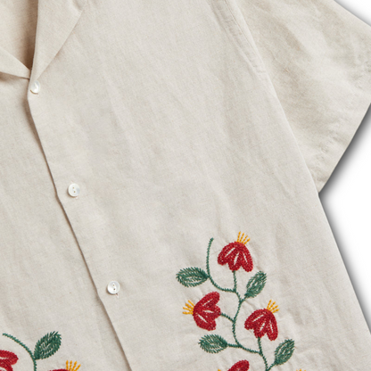 Portuguese Flannel - Branch Embroidery - Ecru