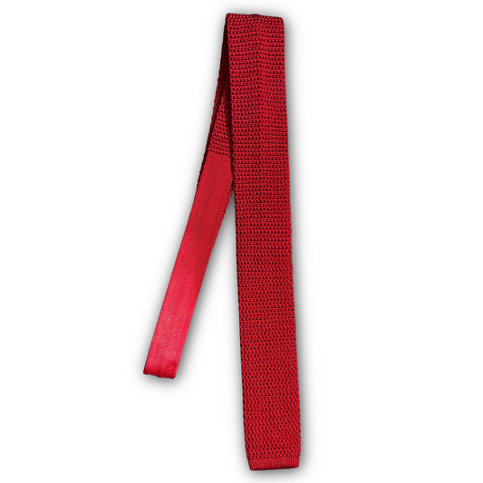 Regent - Knitted Silk Tie - Scarlet Red
