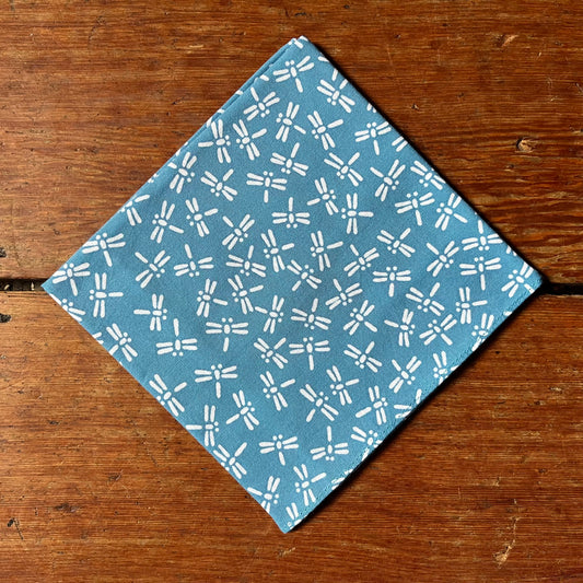 Niwaki - Cotton Handkerchief - Blue / Dragonflies