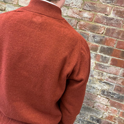 Regent - Quarter Zip Jumper  - Geelong Lambswool - Brick Red Sienna