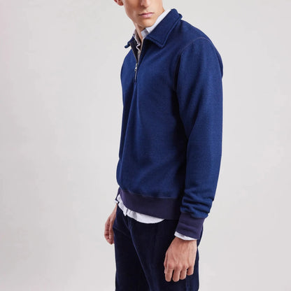 Hartford - Polo Zipper Sweatshirt - Indigo