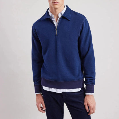 Hartford - Polo Zipper Sweatshirt - Indigo