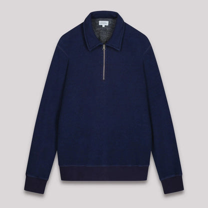 Hartford - Polo Zipper Sweatshirt - Indigo