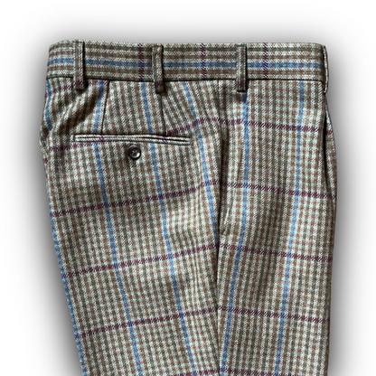 Regent - 'Glory' Trouser - Green and Russet Tweed with Burgundy Overcheck