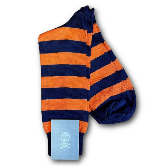 Navy and orange stripe sock