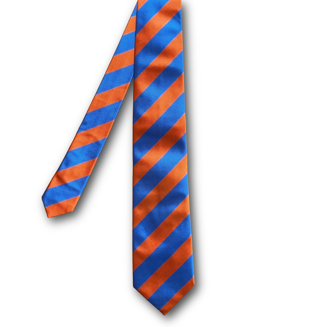 Regent Luxury Silk Tie - Blue & Orange Stripes