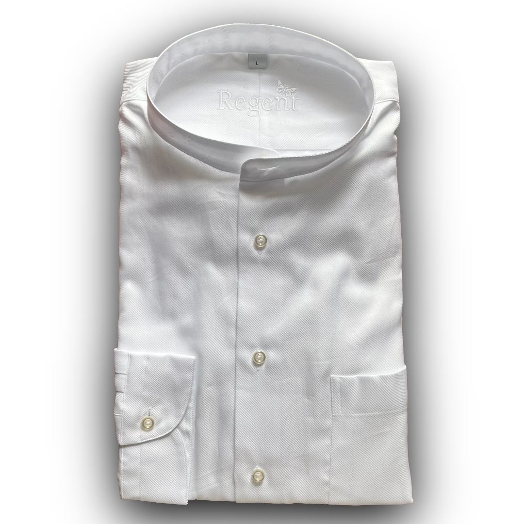 White grandad collar cotton shirt
