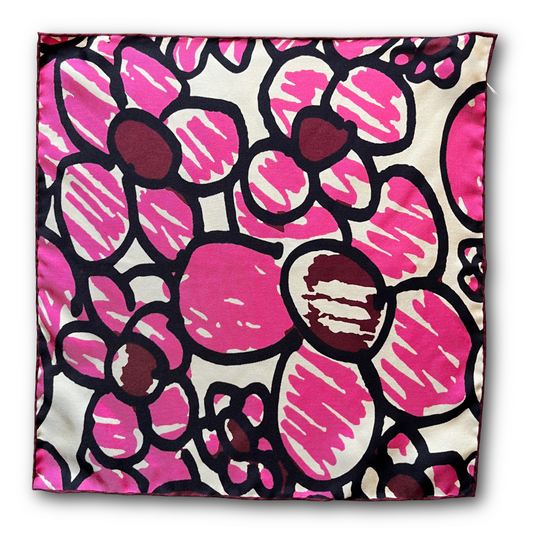 Regent - Silk Pocket Square - Pink Daisy