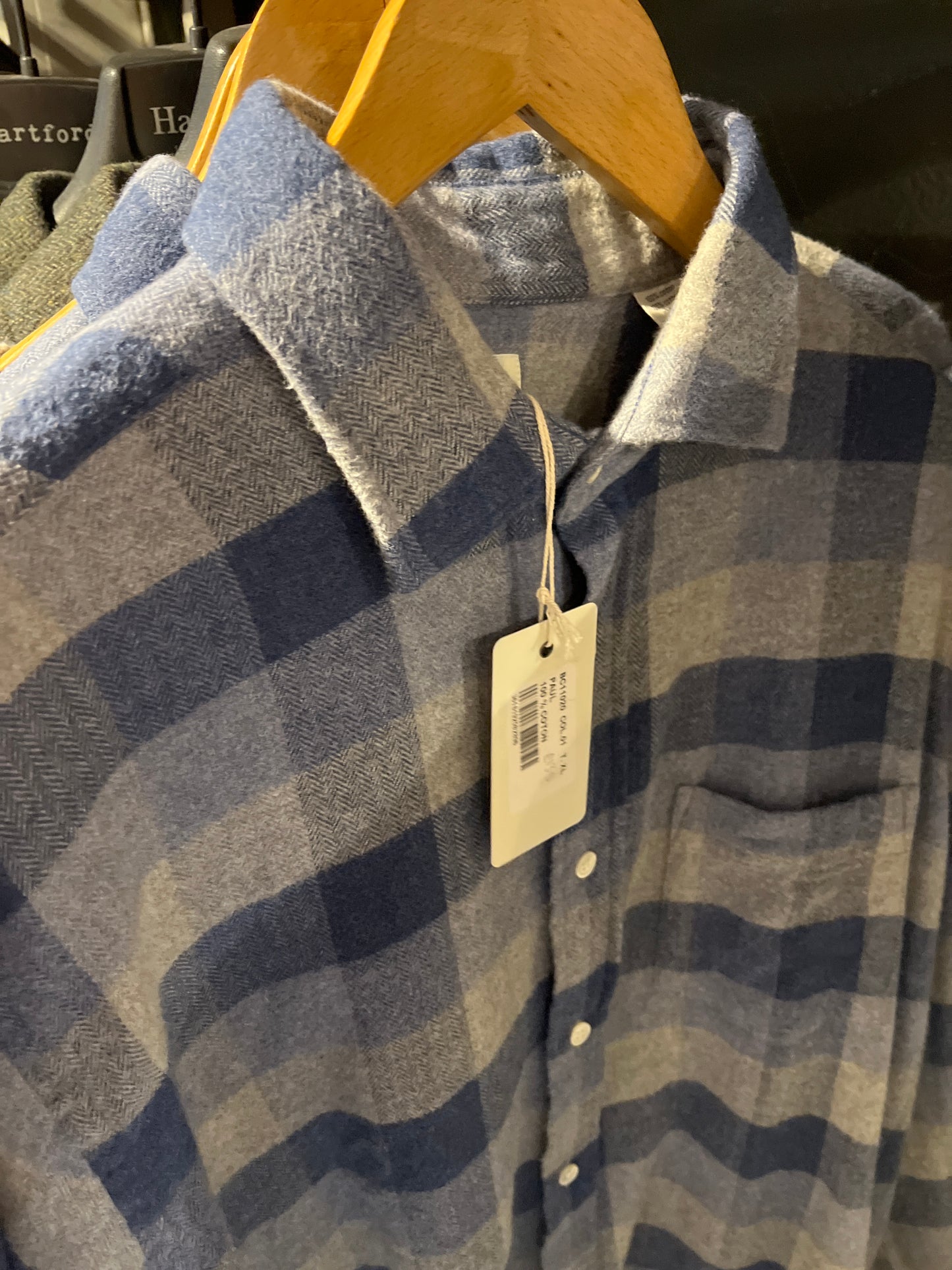 Hartford - Paul Woven Shirt - Blue/Grey Check