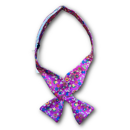 Regent - Silk Bow Tie - Floral - Bright Purple & Blues