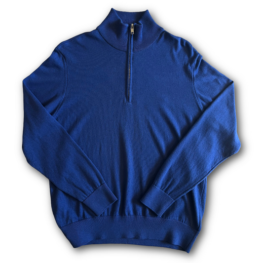 Aigle blue half-zip sweater on a white background sold at Regent in Salisbury