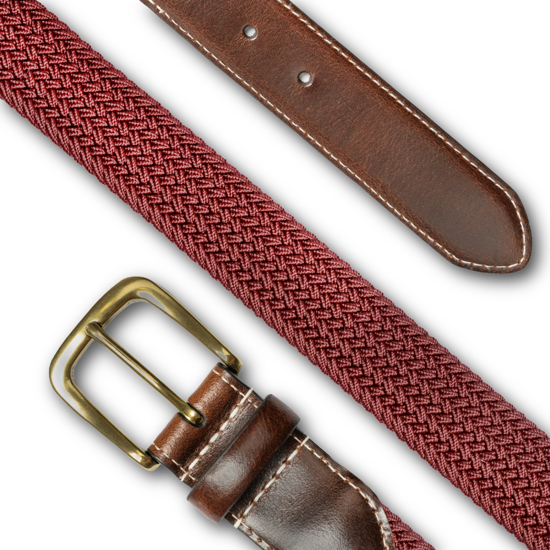 DENTS - Woven Stretch Belt - Burgundy