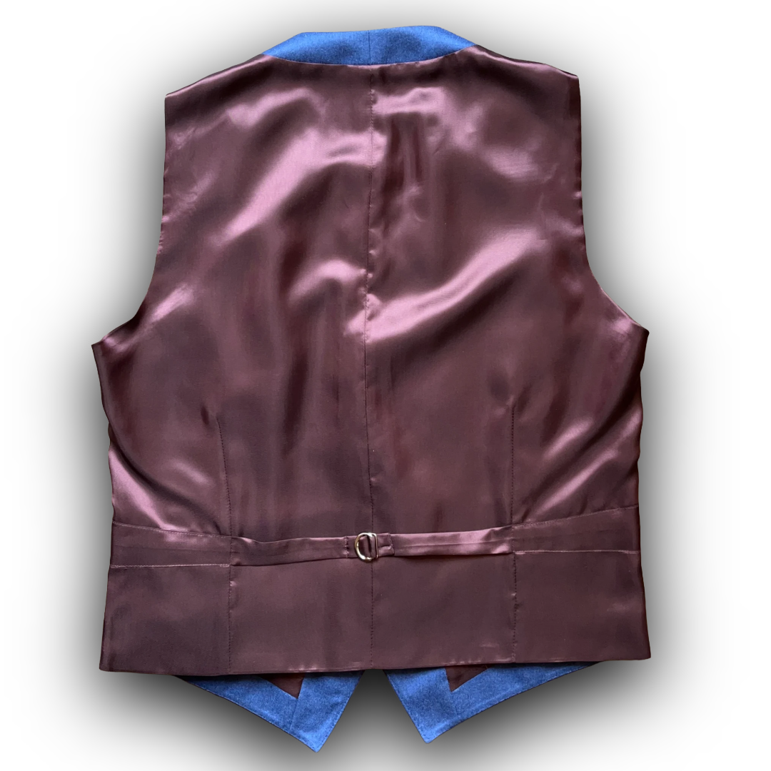 Regent - Henley Waistcoat – Denim Blue Wool Flannel