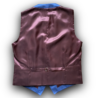 Regent - Henley Waistcoat – Denim Blue Wool Flannel