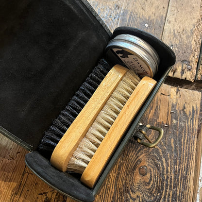 Regent Shoe Cleaning Kit and Brushes in Green Bridle Leather