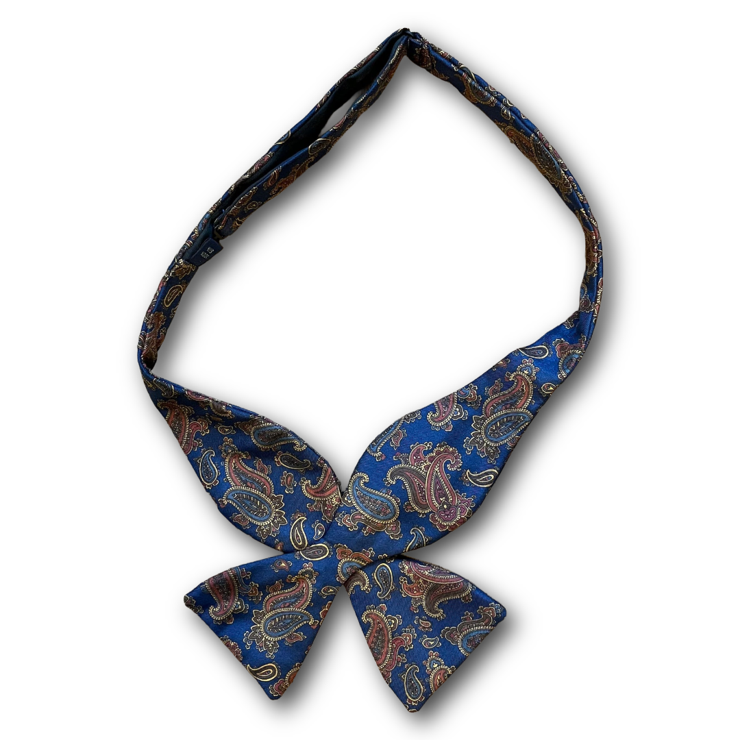 Regent - Silk Bow Tie - Paisley - Dark Navy/ Gold / Maroon