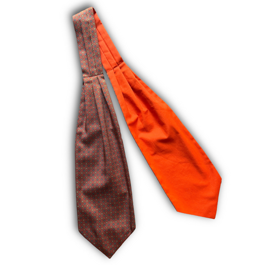 Regent - Silk/Cotton Cravat - Geometric- Brick orange