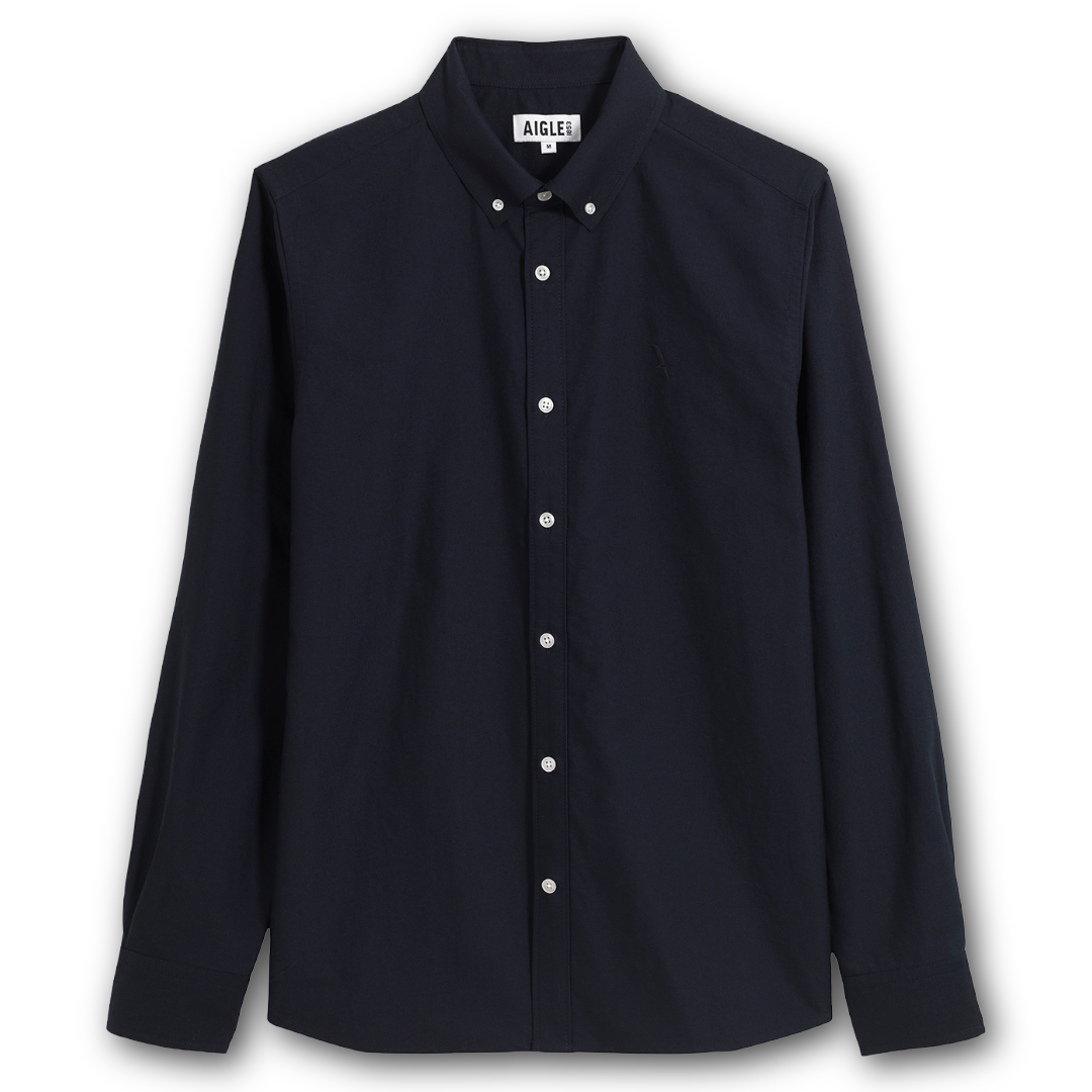 Navy Agile Dry fast Oxford shirt sold at Regent in Salisbury. Timeless, comfortable, lightweight