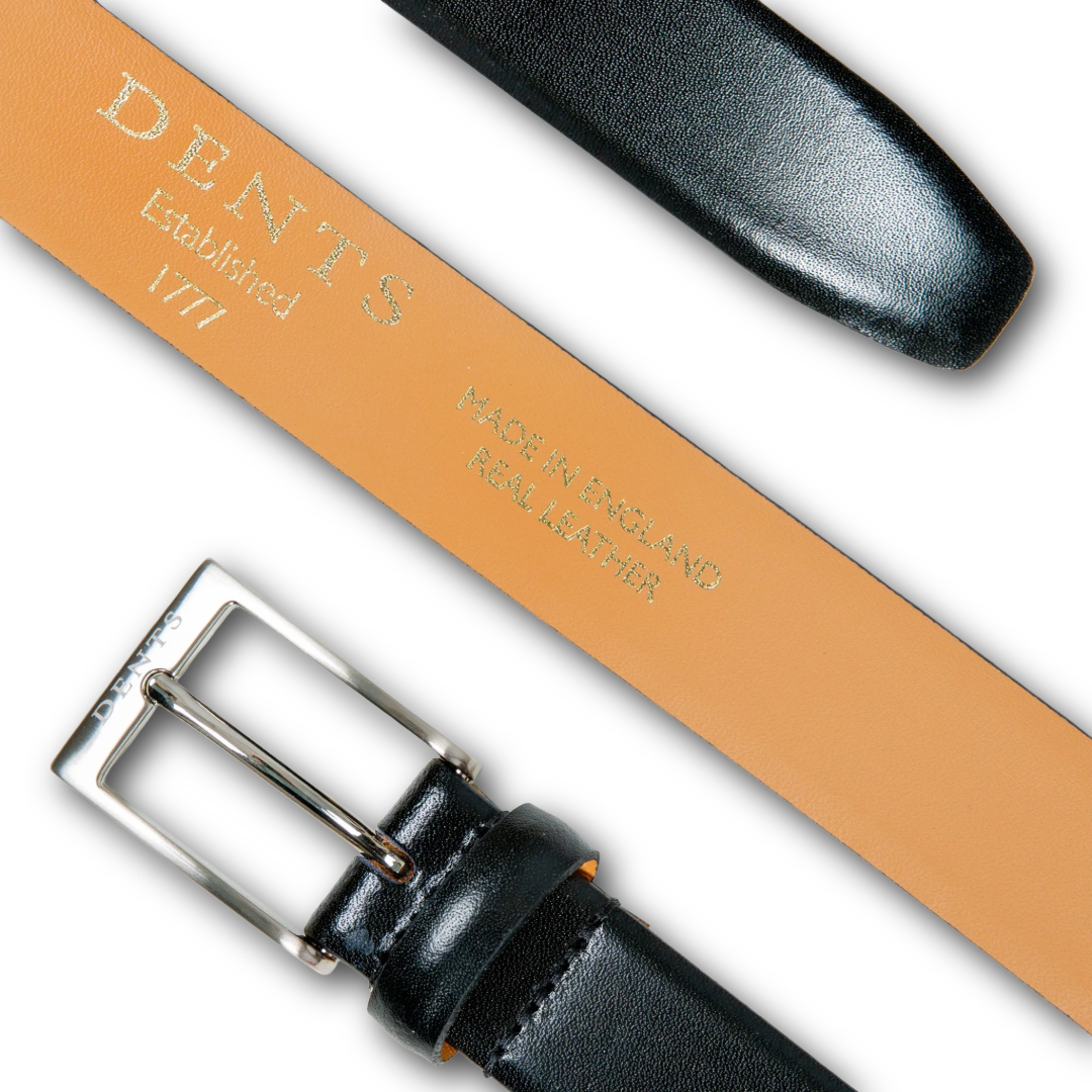 DENTS - Heritage Lined Full-Grain Leather Belt - Black