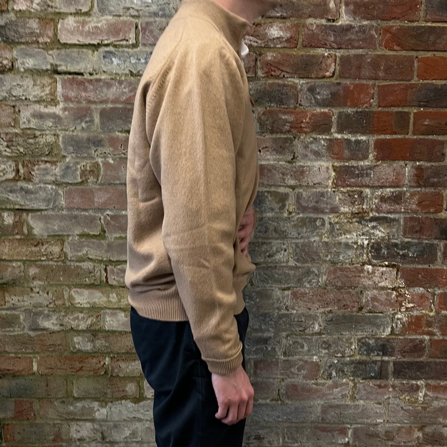 Regent - Quarter Zip Jumper  - Geelong Lambswool - Camel