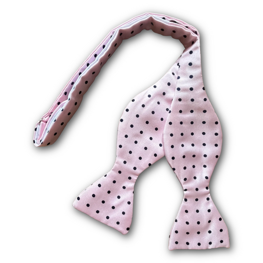 Regent - Silk Bow Tie - Spot - Pink/Navy Blue