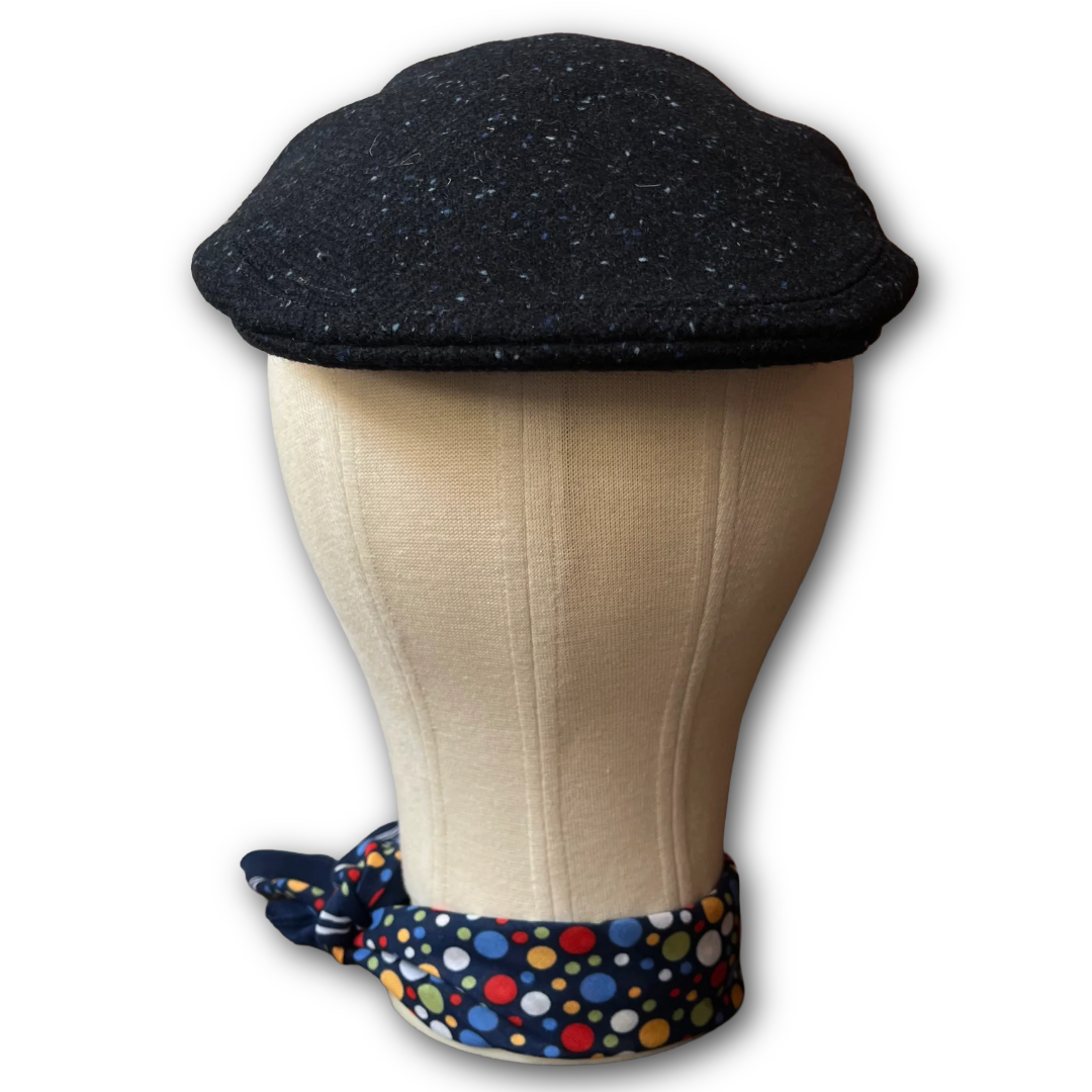 Donegal fleck style navy specked tweed flat cap