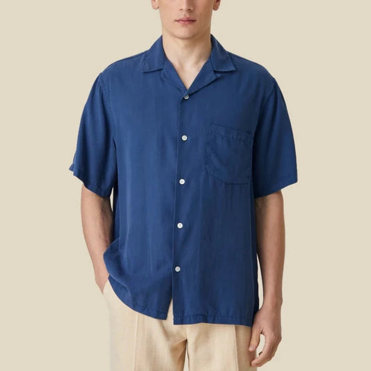 Portuguese Flannel Blue Camp Collar Shirt