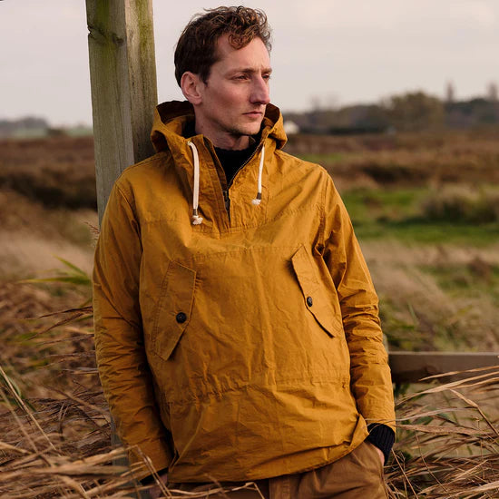 Yarmouth Oilskins - The Hooded Smock - Wax-Finish Water-Repellent Cloth - Mustard