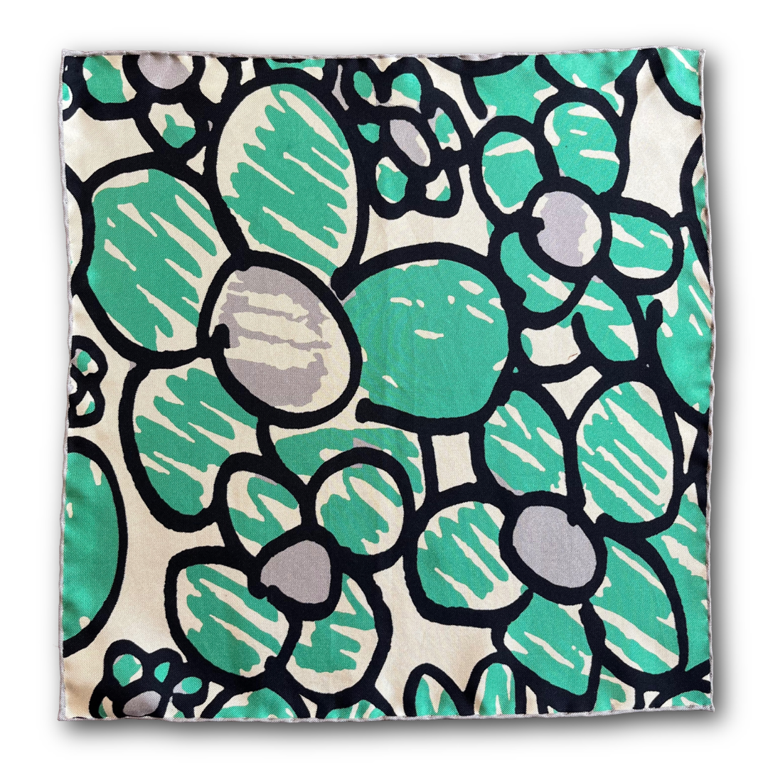 Regent - Silk Pocket Square - Green Daisy