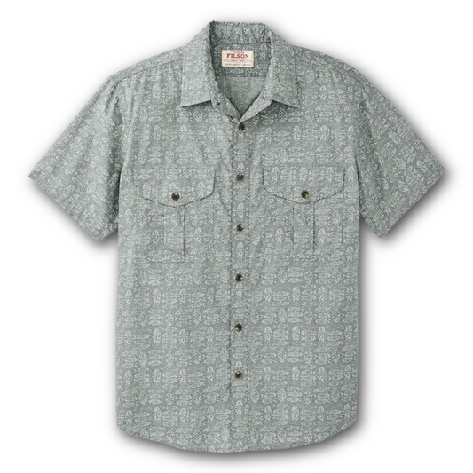 FILSON - Washed Short Sleeve Feather Cloth Shirt - Khaki/Print