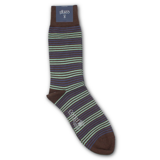 Corgi - Fine Gauge Wool Sock - Multi Stripe