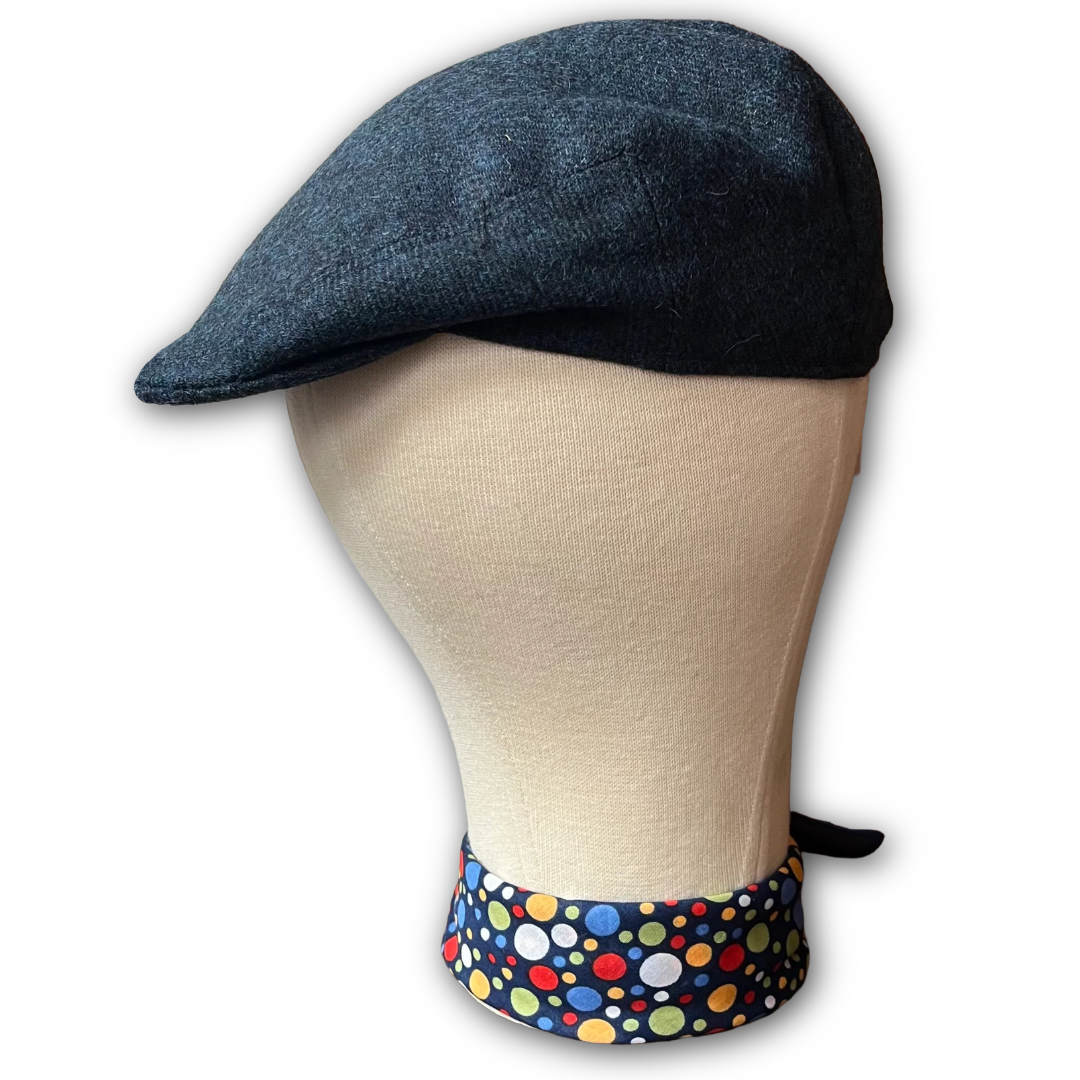 Regent - Flat Cap - Abraham Moon Peacock Blue Tweed with Light Blue Thistle Fleck