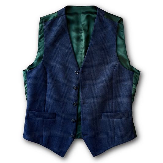 Regent - Bud Waistcoat – Navy Check Wool