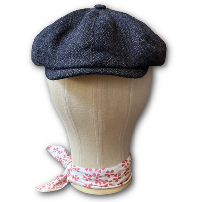 Navy tweed baker boy cap