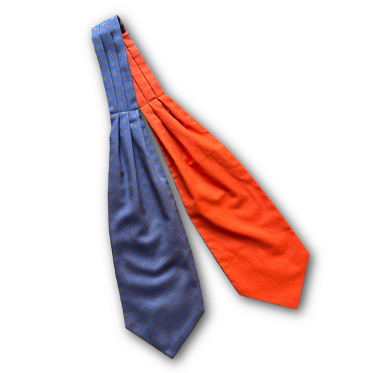 Regent - Silk/Cotton Cravat - Geometric - Dusty Blue/Orange