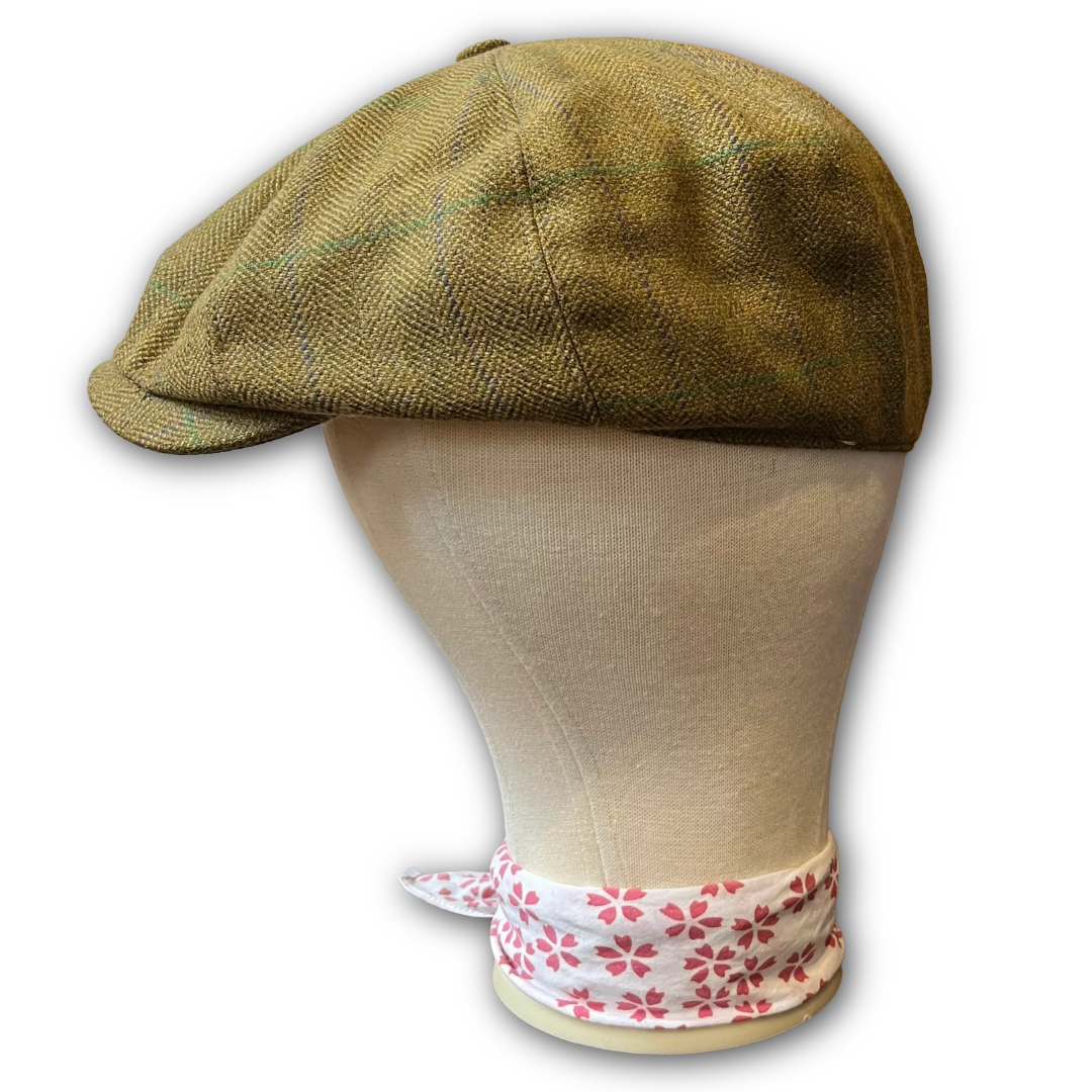 Regent - Baker Boy Cap - Olive Green with Overcheck