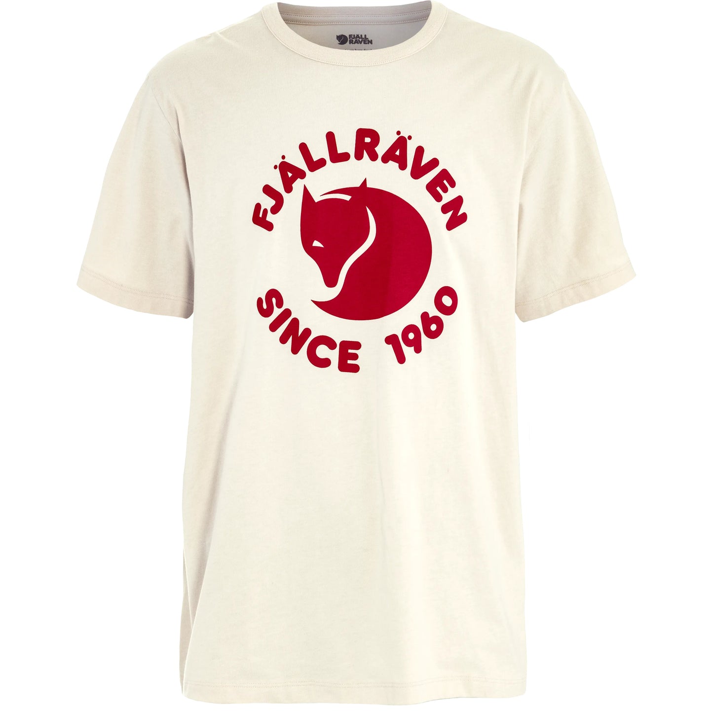 Organic round neck white/ cream fjallraven t shirt with graphic logo sold at regent in salisbury