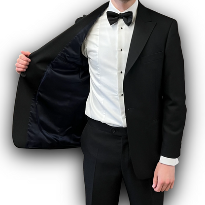 Regent - Classic Dinner Suit - Black Wool 400g with Grosgrain Silk - Dugdale Bros.