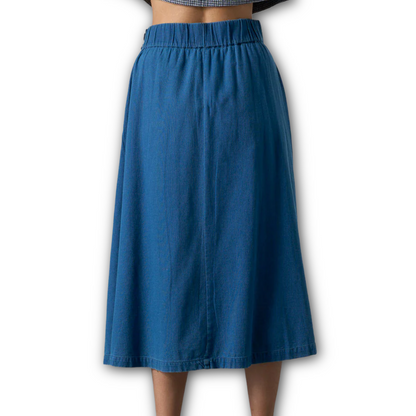 Bibico - Wander Midi Skirt - Textured Denim