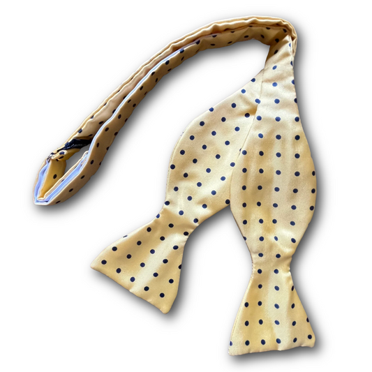 Regent - Silk Bow Tie - Spot - Yellow/Navy